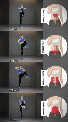 هذه التمارين تعتمد على نظام الكارديو القائم على الوقوف (Standing Abs & Cardio)، وهي ممتازة لحرق الدهون وتقوية عضلات البطن في نفس الوقت دون الحاجة للاستلقاء على الأرض أهمية هذه التمارين • حرق الدهون: لأنها ترفع معدل ضربات القلب (Cardio)، فهي تساعد في التخلص من طبقة الدهون التي تغطي العضلات. • مناسبة للمبتدئين وللمنزل: لا تحتاج لأدوات، ولا تسبب ضغطاً كبيراً على الرقبة أو الظهر مقارنة بتمارين البطن التقليدية (Crunches). • تحسين التوازن: الحركات التي تعتمد على الوقوف على رجل واحدة تقوي العضلات المثبتة للجسم. #WorkoutFromHome 