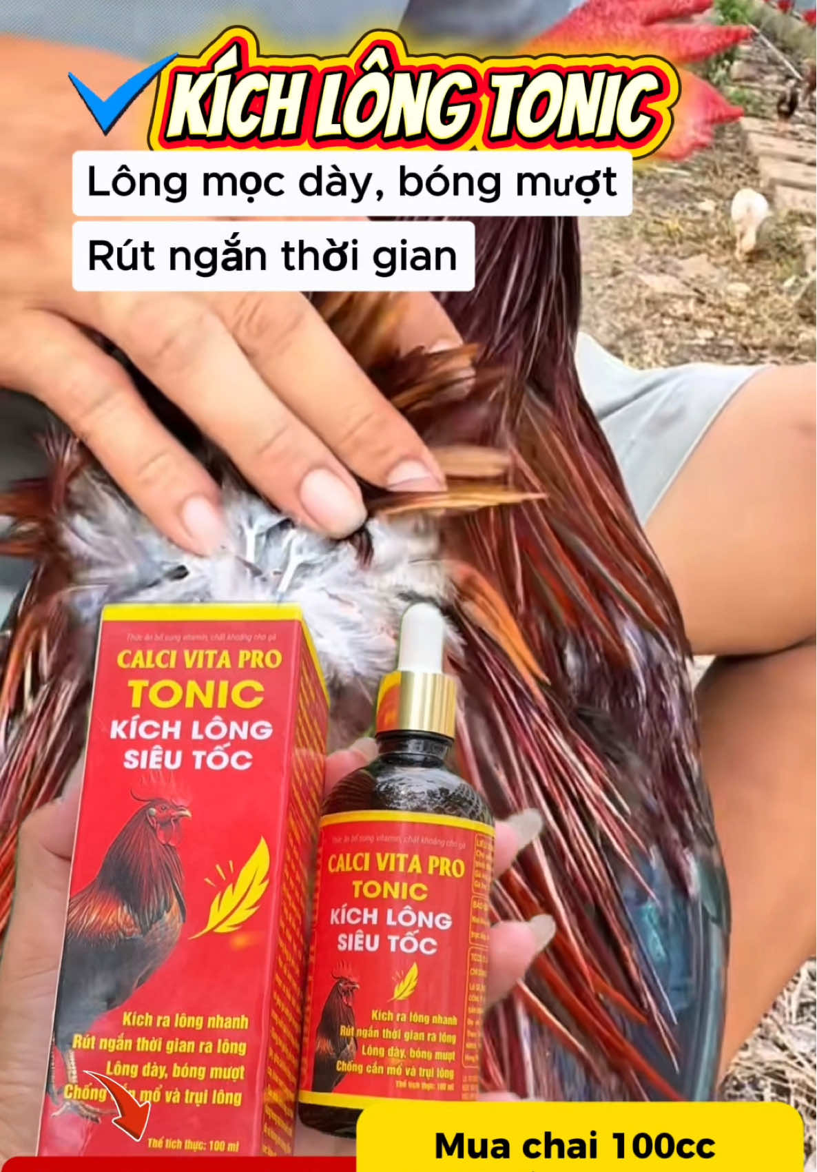 Kích lông siêu tốc TONIC •Giúp gà mọc lông nhanh và đồng loạt. •Hạn chế thiếu dinh dưỡng trong quá trình thay lông. •Chống cắn mổ lông trên gia cầm. •Cung cấp vitamin và khoáng chất giúp tăng trưởng nhanh. #gada #thuocga #kichlongga #xuhuong #xuhuonga 