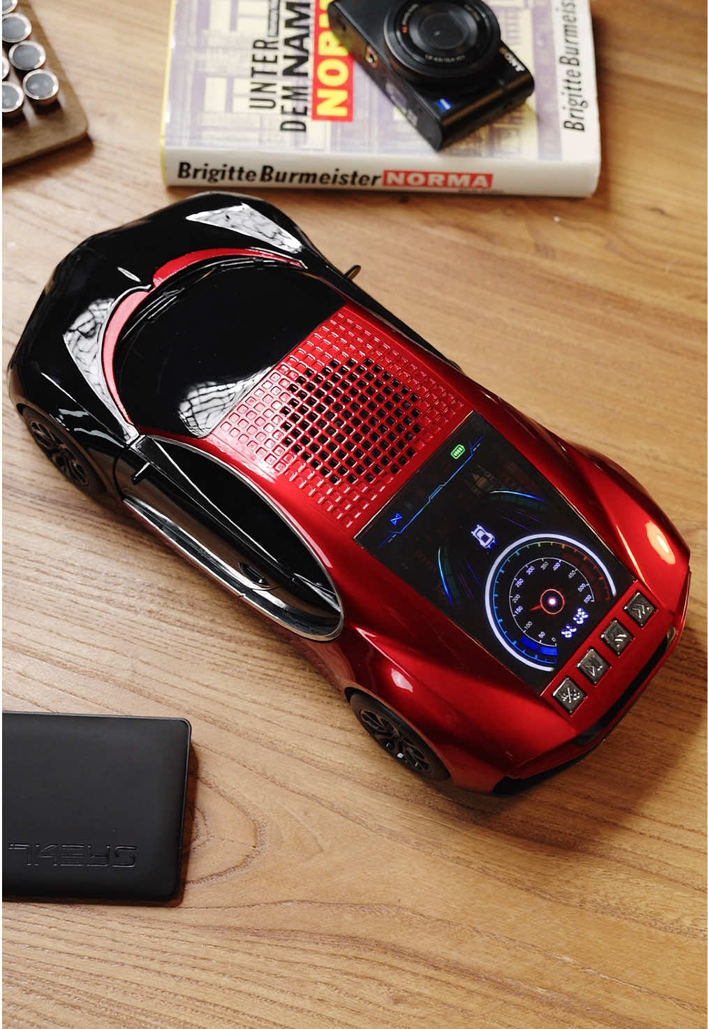This is without a doubt one super practical and awesome car-shaped speaker. #bluetoothspeaker #coolgadgets #techtoys #deskdecor #GiftIdeas 