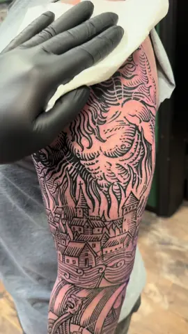 Two days with Matthew 🙏 #woodcutattoo #lineworktattoo #etchingtattoo #engravingtattoo #darkart 
