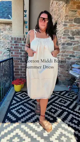 100% cotton barrel, midi dress, summer dress, cotton clothing, sustainable fashion  #tiktokshopmothersday #tiktokshopcreatorpicks 