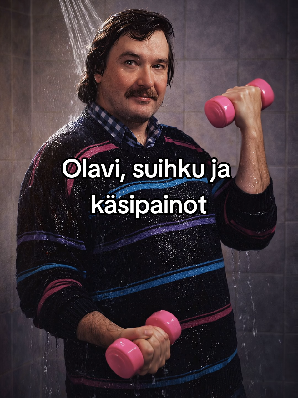 Harrastan suihkussa käyntiä ja käsipainoilla bodausta. 😝 #olavi 
