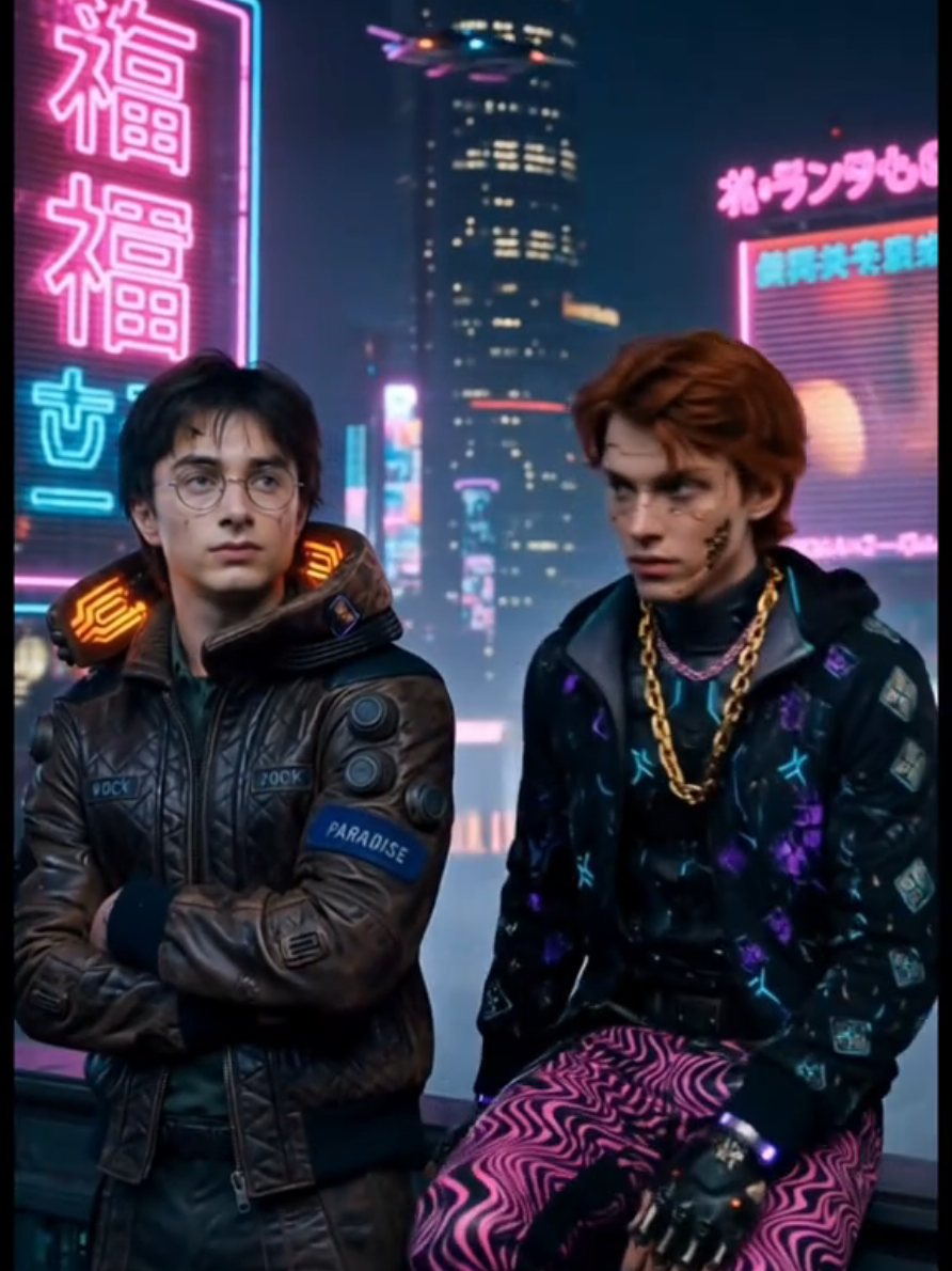 ⚡️ Harry & Ron just spawned in Night City 🌆 One “easy” job 💾 One stolen chip 🧠 Zero good decisions 💀 From Hogwarts to neon chaos same duo, deadlier game 🔫 No magic here… only chrome, bullets, and survival ⚙️ The Boy Who Lived… just entered Night City. 🔥 Part 1 of 8 #Cyberpunk2077 #NightCity #harrypotter #fyp #cyberpunk 