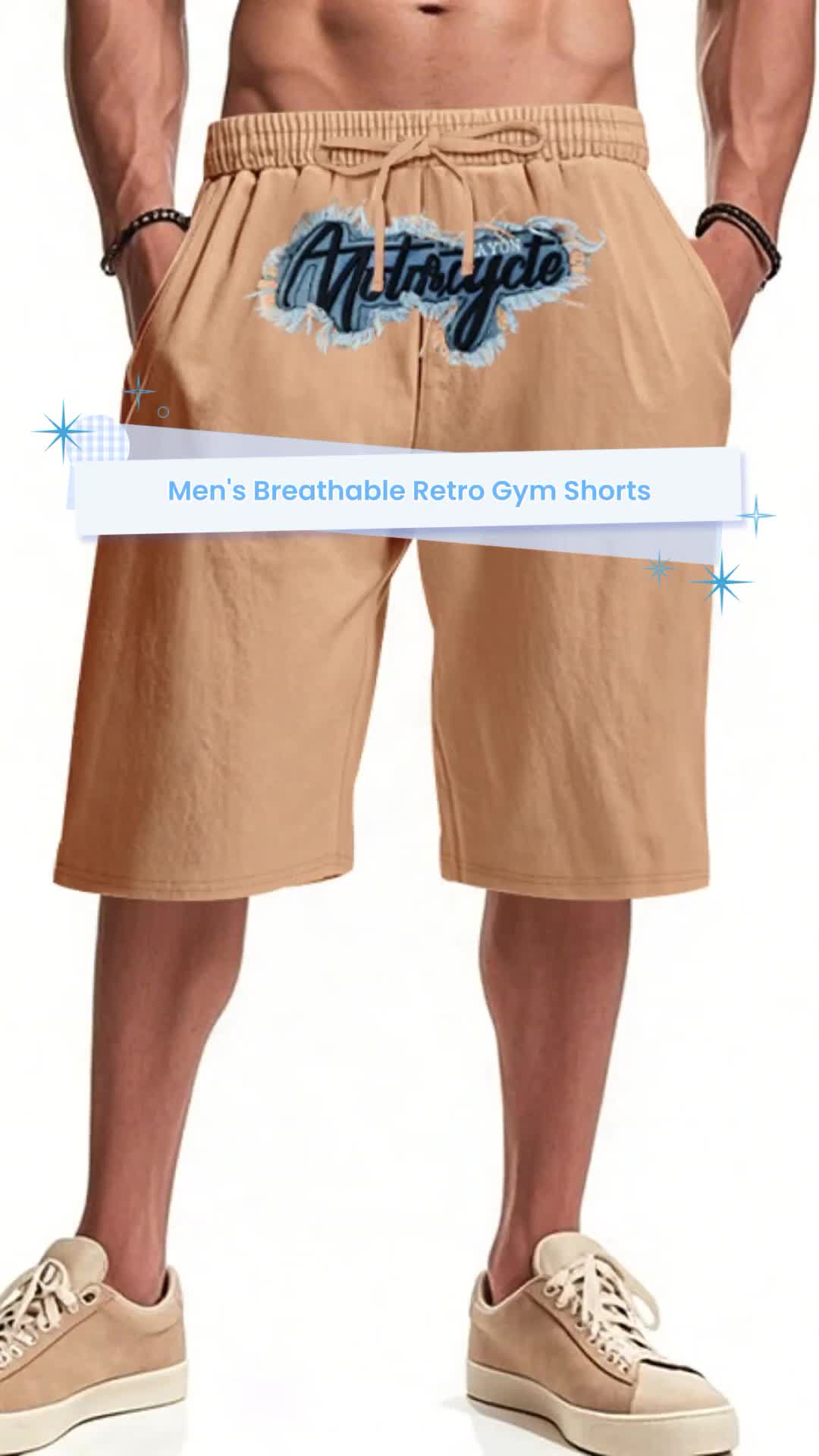 Men's Retro Pattern Gym Shorts, Lightweight Breathable Running Shorts, Ideal for Gym, Beach, Daily Wear, Casual Loose-Fit 