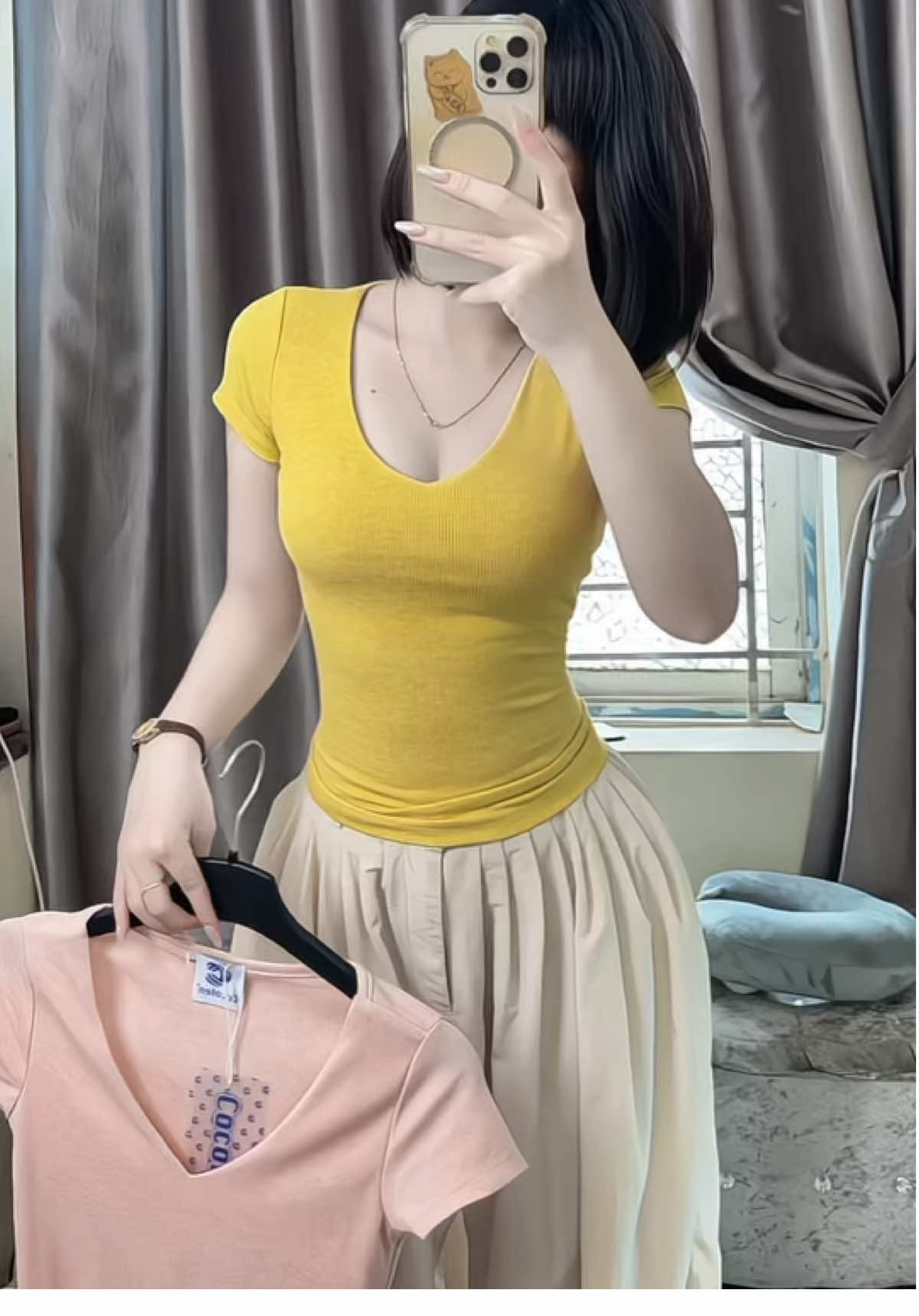 Áo thun cổ tim đẹp xỉu #aothun #aocotim 