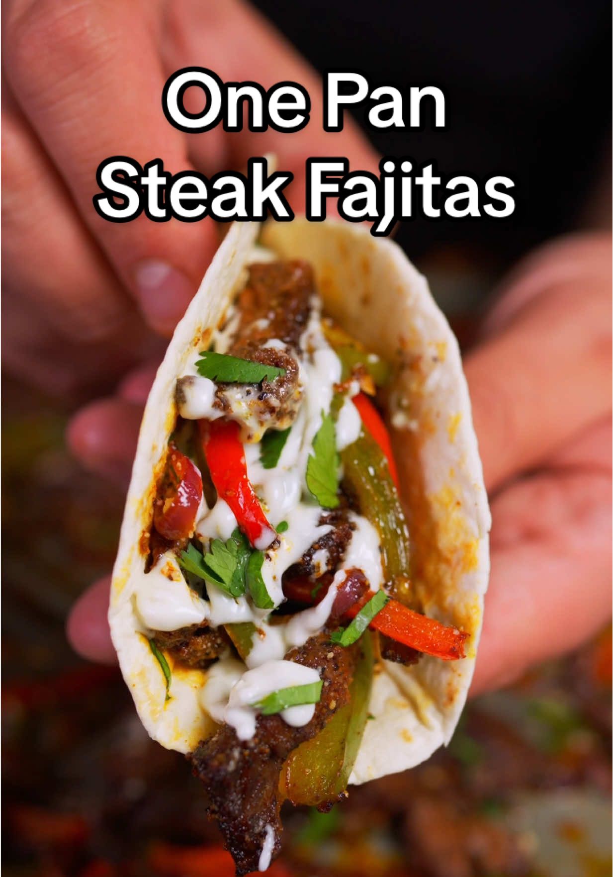 The easiest one pan steak fajitas!! Done with dinner on the table in under 30 mins! I’ll out the recipe here below, and you can use the @ReciMe | Save recipes on this post or any of my others and import the recipe right there!!  Just follow the instructions in the video!  Ingredients; • 1 green bell pepper, sliced • 1 red bell pepper, sliced • 1/2 a red onion, sliced • 2 jalapeños, sliced • 1-1.25 lbs of skirt steak, sliced • 2 tbsp avocado oil • 1 packet of fajita seasoning • juice from half a lime • 1 tbsp cotija cheese • chopped cilantro • corn or flour tortillas • queso or cheese sauce Instructions: 1. Start by preheating the oven to 400°F, then grab a bowl to combine the ingredients. 2. Add the sliced veggies and skirt steak into the bowl, coat with oil, then add the fajita seasoning. 3. Transfer the fajita mixture to a sheet tray, and place in the oven for 15-20 mins or until the veggies are soft and the steak is cooked! 4. Remove and add lime juice, cotija cheese, and cilantro to the top, then scoop and serve! I also top mine with a queso sauce as well!  Enjoy!  #steak #fajitas #onepanmeal #Recipe #dinneridea 