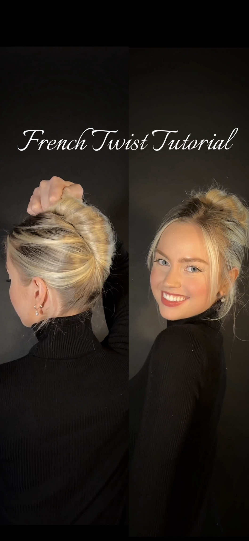 Easy French Twist Tutorial!🖤✨👱‍♀️ My favorite hairstyle! #hairtutorial #hairstyle #frenchtwist #easyupdo #easyhairstyles 