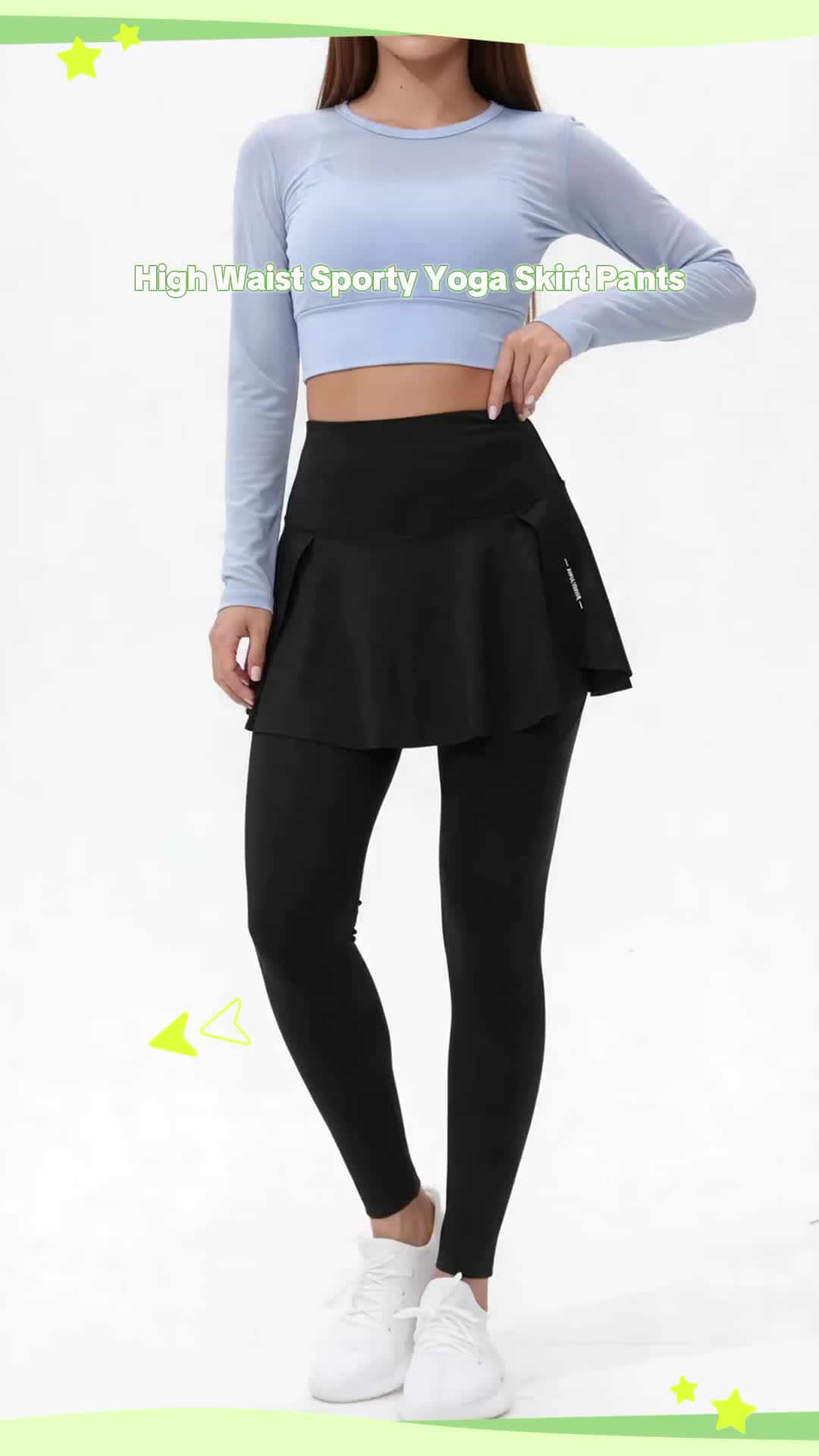 Women's High Waist Sporty Tight Skirt Pants, Two-In-One Design with Phone Pocket, Lightweight Yoga Pants for Fitness Running, Athletic Bottoms 