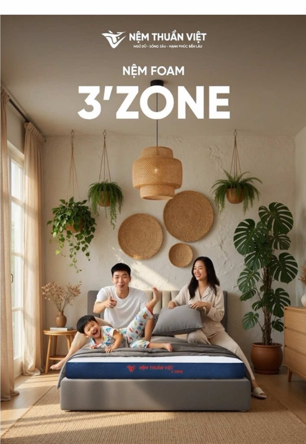 Nệ̣m Foam 3 Zone Thuần Việt - Nâng Đỡ 5 Vùng, Êm Ái, Thoáng Khí - Đầy Đủ Kích Thước##viral##xuhuongtiktok##trending##fyp##nem