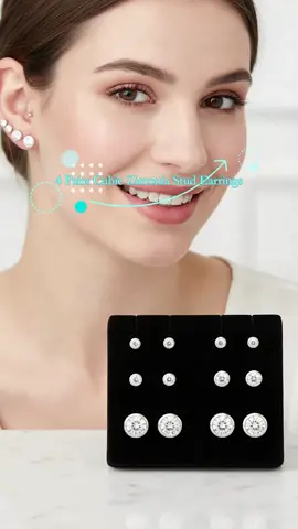 4 Pairs of Stud Earrings, Small Round Cubic Zirconia, Silver Color Rose Gold, 2mm 3mm 4mm 5mm, Fashion Jewelry Accessories #jewelrygoals #jewelrybuyer #fashionjewellery #jewelryfind #womenearrings #earringsfashion #earringsstack #earringformen #painfreeearrings #diamondupeearrings