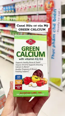 Viên Uống Bổ Sung Canxi Hữu Cơ Olympian Labs Green Calcium Hỗ Trợ Giúp Xương Chắc Khoẻ 100 viên #calcium #canxi #canxihuuco #greencalcium #menhimtho 