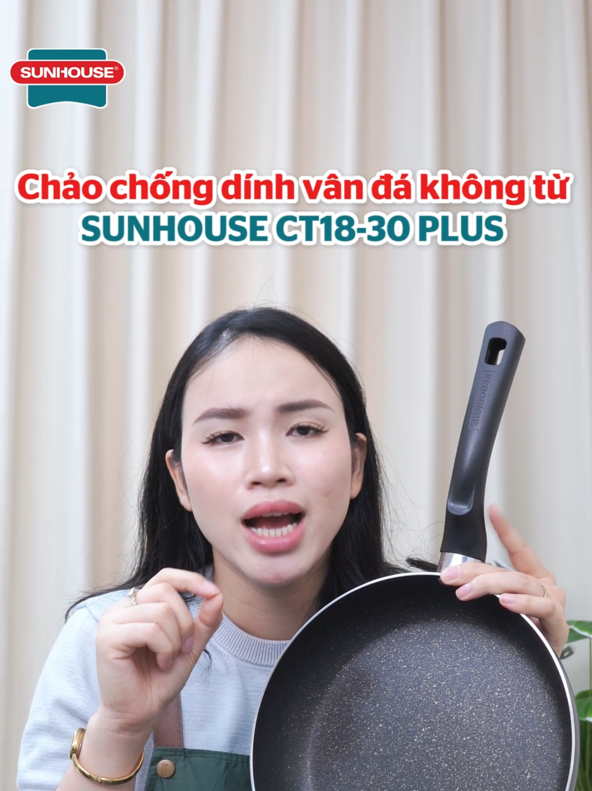 Rán cá không nát, chiên trứng KHÔNG CÒN LÀ THỬ THÁCH CỦA CHỊ EM NỘI TRỢ! 🍳 Chảo vân đá Sunhouse CT18-30 PLUS phủ lớp chống dính siêu bền, an toàn  cho sức khỏe, hạn chế tối đa dầu mỡ. Đặt hàng liền tay! 🛡️  #chaovanda #sunhousect1830plus #chaochongdinh #chaokhoptu #xuhuongmuasam