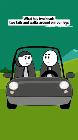 What has two heads two tails and walks around on four legs #fyp #foryou #fypage #funny #relatable #husbandwife #marriedlife #animation #couplestiktok 