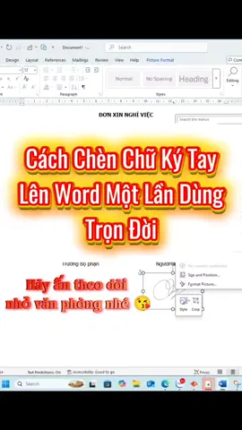 Cách chèn chữ ký tay vào word nhanh gọn lẹ cho ai cần nhé. #vanphong  #nhovanphong  #xuhuong 