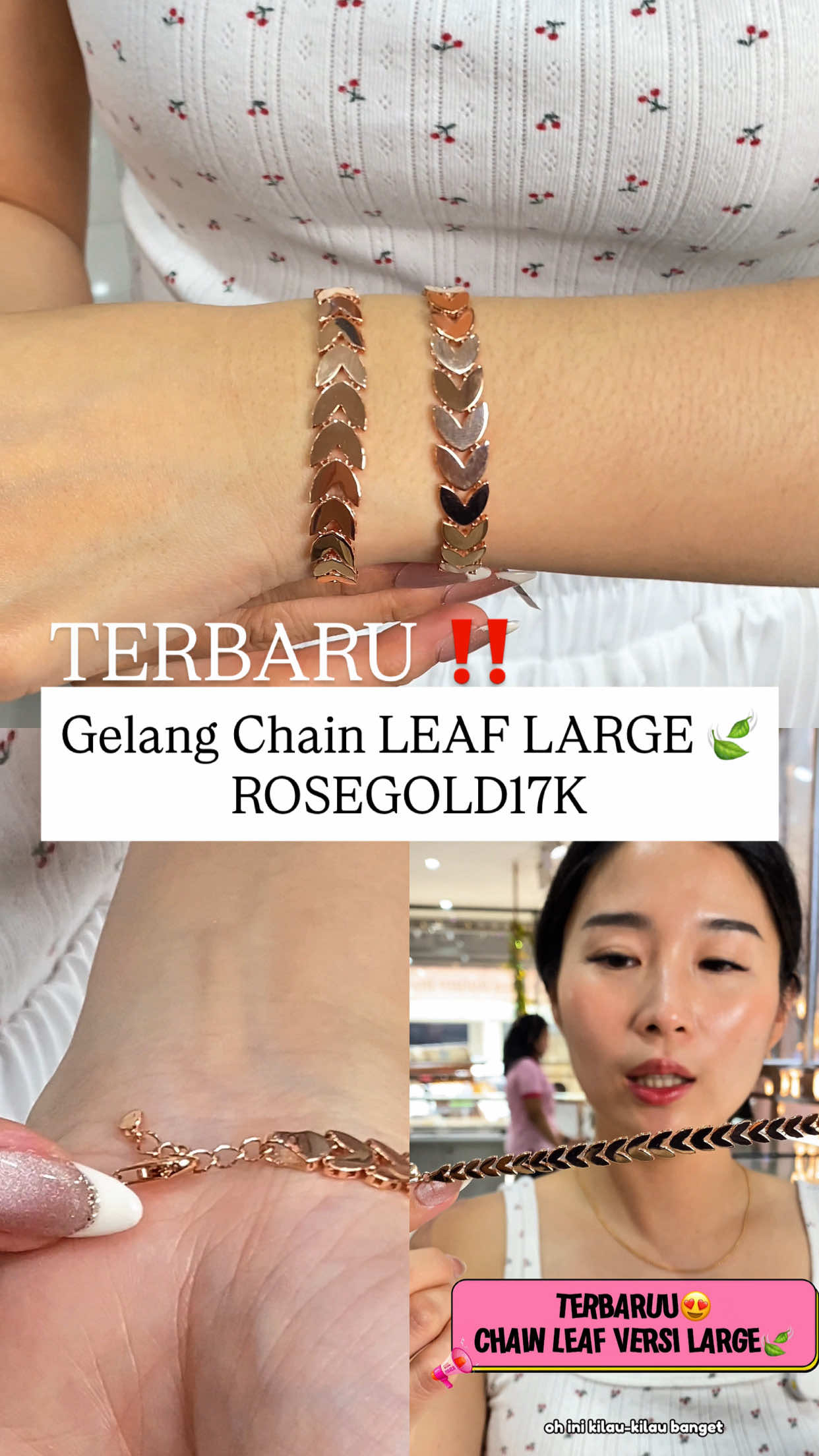 TERBARU ‼️ Gelang Chain Leaf LARGE 🍃🍃 Rosegold 17k #tokomasenambandung #tokomas #tokomasasli 