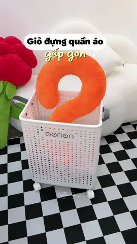 +1 Giỏ đựng quần áo gấp gọn có bánh xe di chuyển nhà nào cũng nên có nha ✨🛒 #oenon #mekemdaily #giadung #giodungquanao #giodungquanaogapgon 