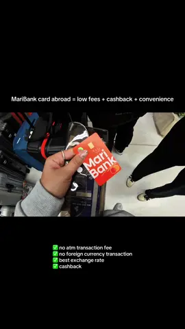 Travel smart—use your MariBank card abroad 💳✈️”  MariBank card abroad = low fees + cashback + convenience ✨             ✅ no atm transaction fee ✅ no foreign currency transaction ✅ best exchange rate ✅ cashback #maribankcard #maribank #traveltips #tiktoktips #fyppppppppppppppppppppppp 