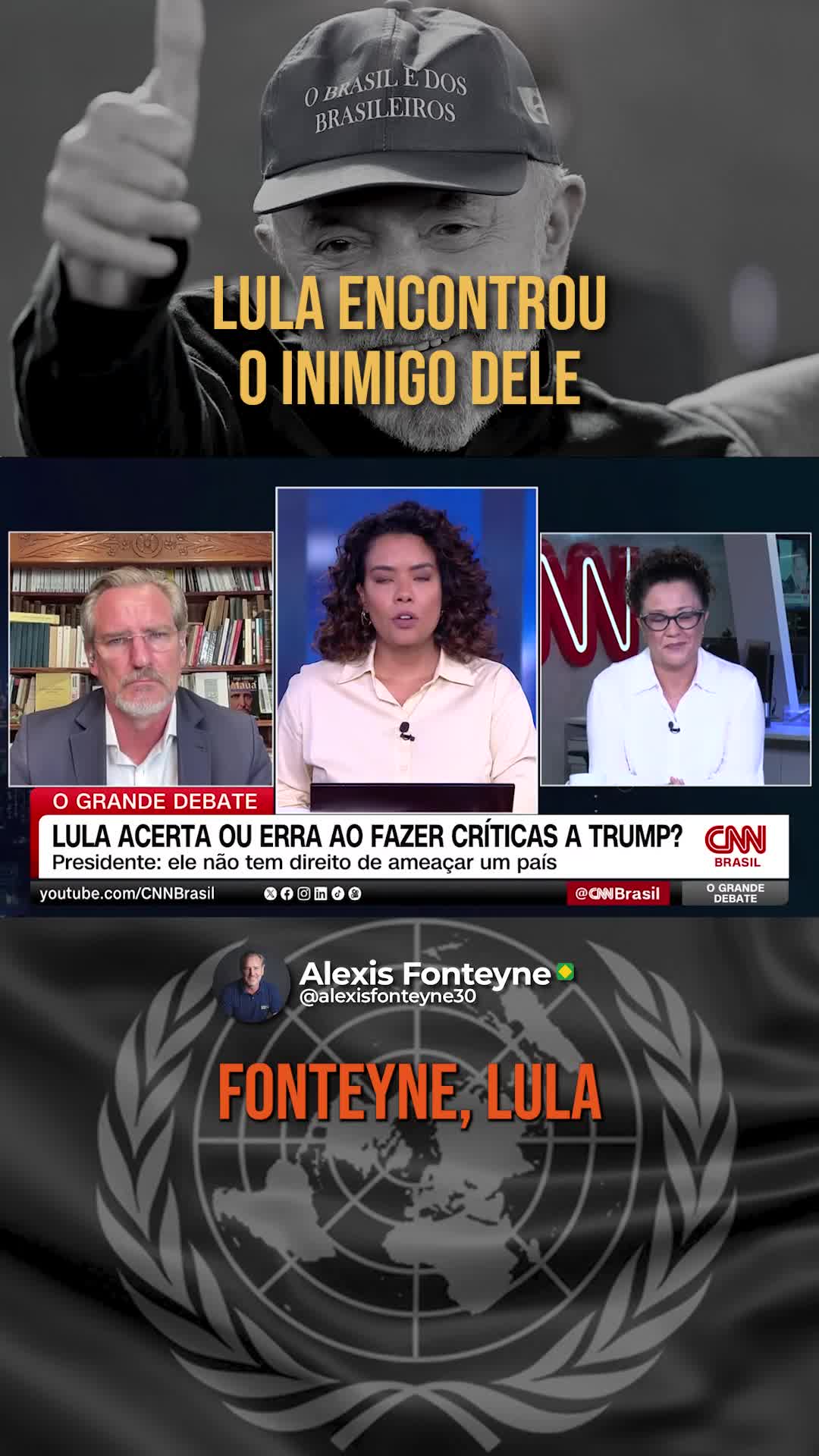 Trump: condenado pela ONU, pela mídia e pelo Lula. Hamas, Castro e Maduro: silêncio. A indignação que escolhe o alvo não é indignação. É discurso. 💬 Concorda? #trump #direita #alexisfonteyne #indignação