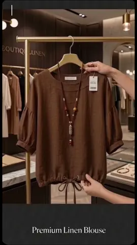 Blouse Linen Coklat Elegan – Simple Tapi Berkelas 🤎 #BlouseLinen #OutfitElegan #fashionwanita 