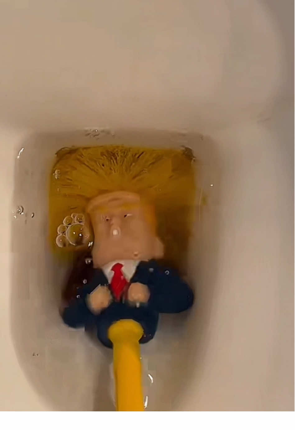 Cleaning toilets can bring a smile and a laugh (most) anyone!Or….make them mad😏🌽#funnycleaning#comicalcleaning#toiebrush#donaldtrump#fyp 