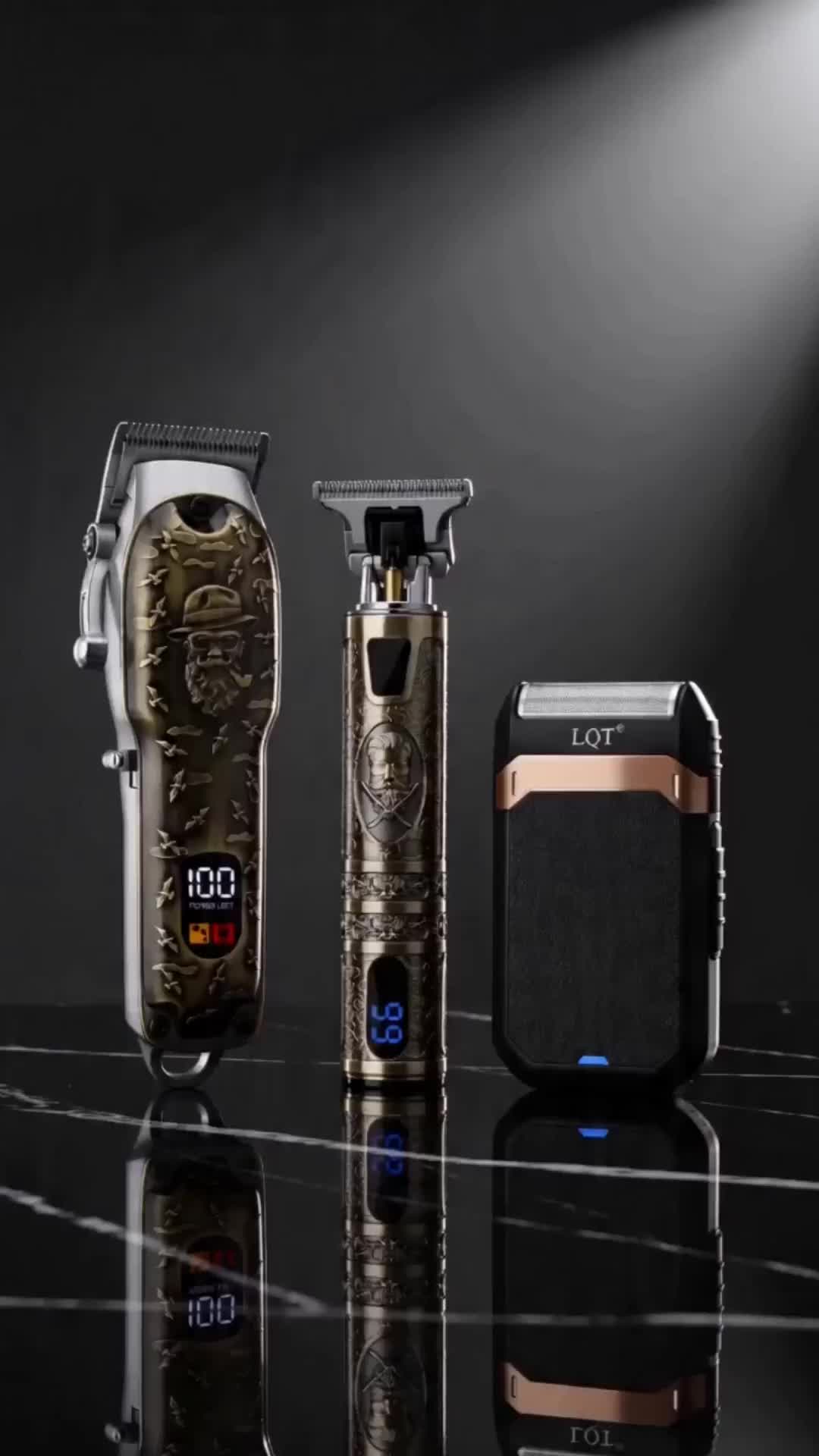 LQT Professional Men’s Cordless Electric Clipper Trimmer Shaver Combo Set - Stainless Steel Adjustable Blade Clippers, LED Display, Cordless Hair Cutting, Multifunctional Hair Trimmer, Portable Travel Bag, Grooming Precision Tool, Gift 