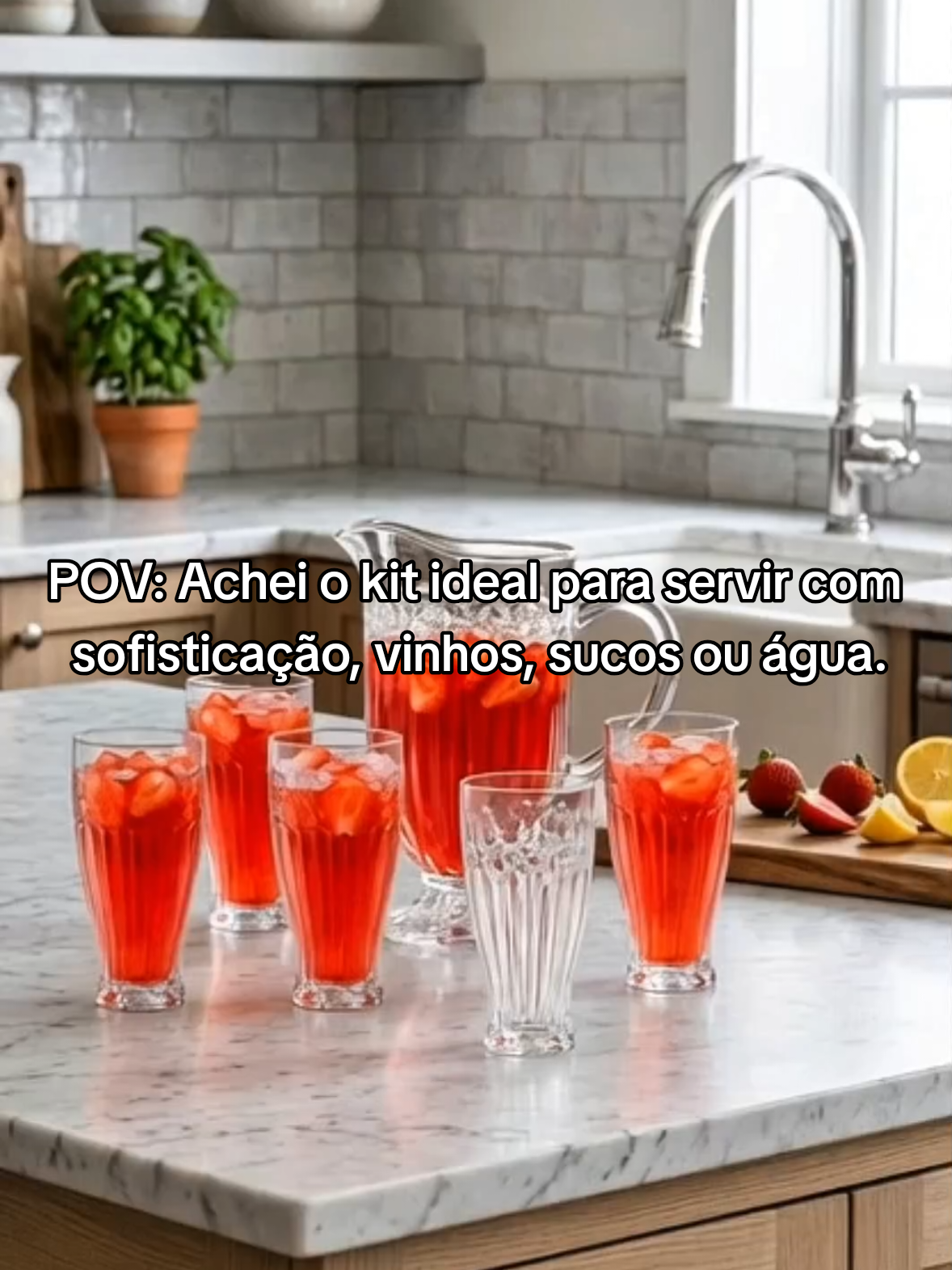 Jogo de Jarra e Copos de vidro Madri 7 peças, requinte e sofisticação em uma mesa posta.  #jarra #copo #promo #tiktokshop  #utensíliosdecozinha 