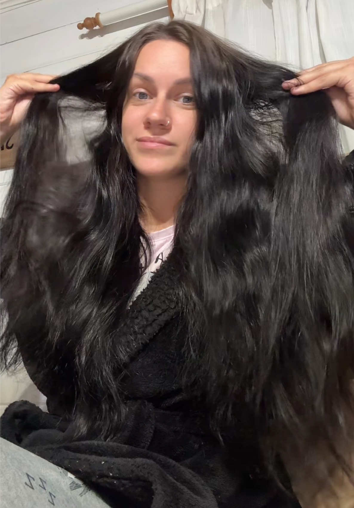 Doing it before bed, so I can wake up with my hair done already 🤣  It did take a few times to go over my hair, but I have a bunch of hair😅 #fyp #cordlessstraightener #hair #longhair 