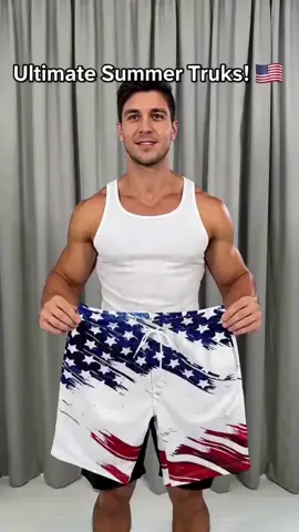 Men's American Flag Swimming Trunks, Fashionable Street Style, Hawaiian Holiday Stretch Waist Bags, Drawstring Designer Clothing, Swim Board Shorts 