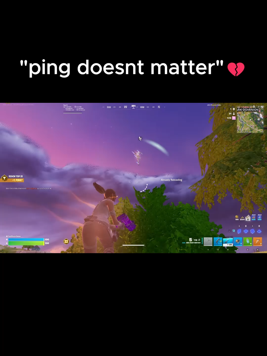 and I dont even have high ping😭#fyp #fortnite