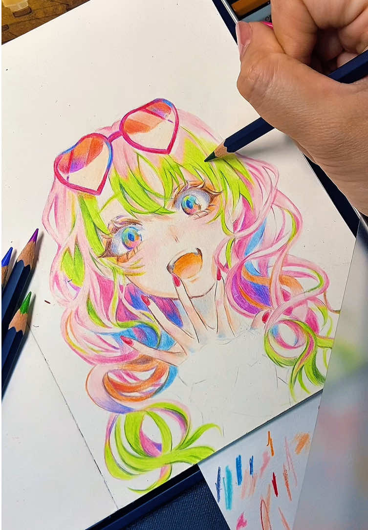 tô màu chì part 2 :> #finenolocolorpencil #deli #oilycolorpencils #drawing #mitsuri 