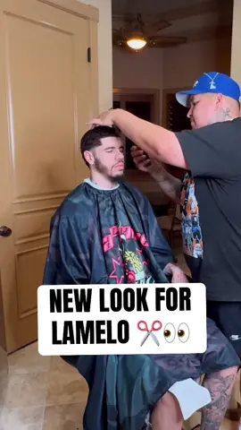 Big chop for LaMelo going into the offseason. 👀🌊 (@Philly Garcia) #lamelo #lameloball #NBA #barber #haircut 