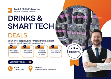 Fresh drinks, smart tech, and everyday essentials — all in one place. At Amit & Malik Enterprise, we bring you wholesale soft drinks, iPhone 17, smart watches, and accessories at great prices. 📍 67 Kissy Road, Freetown | 📞 076483200 👉 Visit us today and shop smart! #AmitAndMalikEnterprise #FreetownBusiness #SoftDrinksSL #WholesaleDrinks #iPhone17 