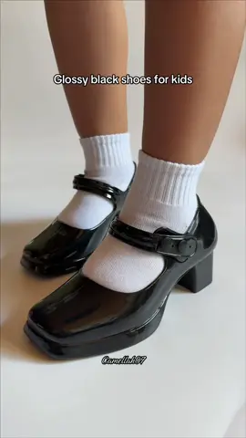 Bowknot 3cm wedge heel shiny black shoes#fyp 