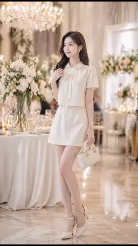 Set đồ kem thanh lịch – nhẹ nhàng mà vẫn nổi bật giữa tiệc cưới ✨ mặc lên là “auto” sang chảnh 💫 #thoitrangnu #vaydep #style2026 #fashiontrend #outfitideas 