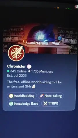 Chronicler, the free, offline worldbuilding tool! Built with the community, for the community. Come join more worldbuilders on Discord! :D #worldbuilding #dnd  #ttrpg #writing #chronicler
