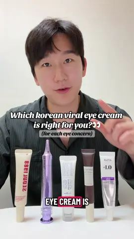 Don’t know which eye cream to choose to treat your eye concern? Save this post ! #eyewrinkles #retinoleyecream #eyebags #darkcirclesundereyes #koreaneyecream 