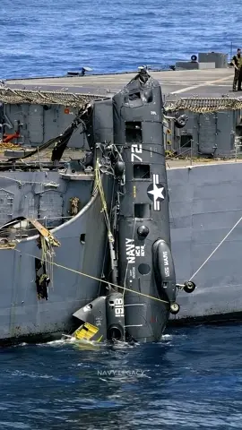 A UH-46 helicopter is seen suspended along the side of the destroyer USS Fife. A UH-46 Sea Knight from Helicopter Combat Support Squadron 11 (HC-11) is captured resting against the hull of the destroyer USS Fife (DD-991), just below the flight deck. The situation developed shortly after takeoff, when the aircraft experienced what was likely an engine malfunction that prevented it from climbing safely. With limited options and the risk of attempting a return to the deck too high, the crew made the split-second decision to bring the helicopter down alongside the ship. As the aircraft settled against the vessel, sailors quickly moved into action, securing it with ropes and stabilizing its position against the hull. Their prompt and coordinated response played a key role in keeping the helicopter from falling into the sea and ensured the safety of both the crew and the aircraft.#CastleBravo #CastleBravo #MilitaryPower #USMilitary #FutureNavy 
