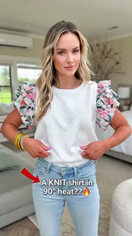 Women's Summer Abstract Print T-Shirt, Layered Ruffle Sleeve, Knit Texture, Casual Round Neck, Stylish Women's Clothing #plussizespringoutfitideas #womenshirt #oversizedtops #reformationtop #summertanktops #womensgraphictee #womencutesummertops #summerclotheshaul #womenshirts #croppedtop