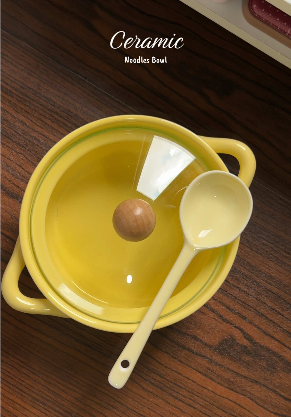 Cute Korean-style ceramic noodle bowl with lid 🐌 for dorm life—stylish, durable, and ideal for instant ramen or soup anytime. #Ceramicbowl #CuteKitchen #RamenBowl #DormEssentials #kitchenessentials  