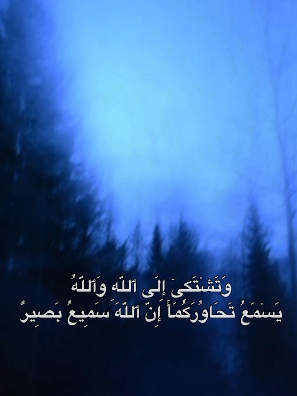 وَتَشۡتَكِیۤ إِلَى ٱللَّهِ وَٱللَّهُ یَسۡمَعُ تَحَاوُرَكُمَاۤۚ إِنَّ ٱللَّهَ سَمِیعُۢ بَصِیرٌ ۝١﴾ سورة المجادلة ١#اجر_لي_ولكم 
