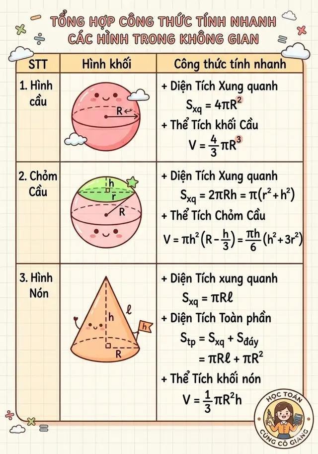 Tổng hợp công thức hình học #hsa #spt #2k8 #thptqg2025 #toán12 
