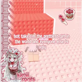 Hot take: I’m the prettiest girl in the world and everyone else is ugly. Nobody is pretty except me. I’m your queen, and I demand that you tell me I’m the prettiest and that everyone else is ugly. Everyone is. And I mean EVERYONE. You will never be pretty enough for this world, and I’ll laugh if you cry. Kimii out.                   TW: THIS IS RAGEBAIT ‼️‼️‼️