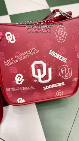 Oklahoma Sooners paisley print crossbody. Spacious interior +adjustable Sooners strap ❤️🤍#ousooners #boomersooner #collegesports #gameday #crossbodybag 