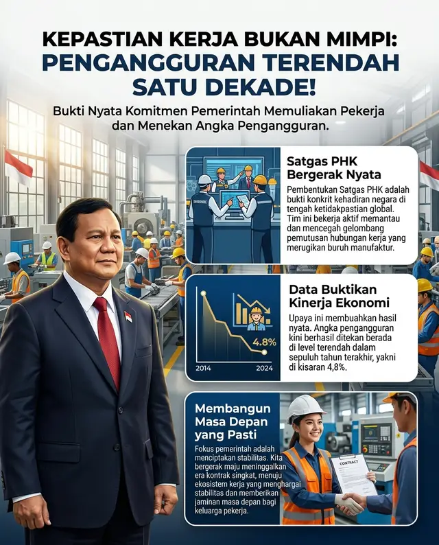 Akhirnya martabat pekerja beneran dipulihkan! ✨ Denger kabar kalau aturan PHK diperketat dan outsourcing dievaluasi tuh bikin semangat kerja lagi. Tujuannya jelas: ngasih kepastian masa depan buat jutaan buruh yang selama ini kejebak kontrak singkat. Ini bukti nyata negara beneran ngelindungin kita! ✊ Gas share kabar baik ini ke temen-temen shift kalian biar makin semangat kerjanya! 💼👇 #InfoLoker #KerjaTenang #BeritaTerkini #AnakPabrik #IndonesiaMaju