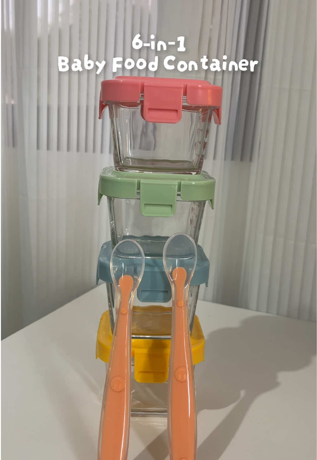 BABY GIFT IDEA. ✨ 4 glass food containers + 2 baby spoons—perfect for storing and serving your little one’s first meals. A must-have for starting solids! #babyfoodcontainer #babyfoodstorage #babyfoodbowl #babyfeedingessentials #momwell