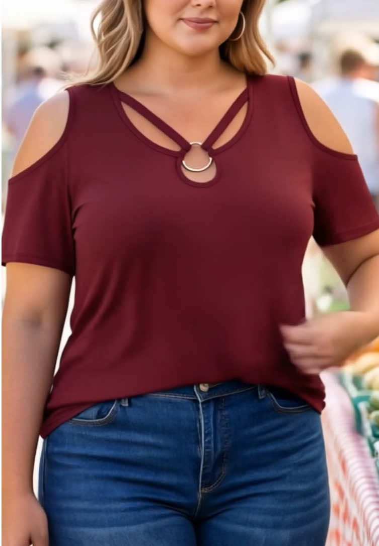 Women's Casual Loose Fit Off-Shoulder Short Sleeve Top, Summer Cool Leisure Wear, Stylish Ladies' Fashion, Perfect for Daily, Womenswear#women #tiktokshop #fyp #OOTD #fashion 