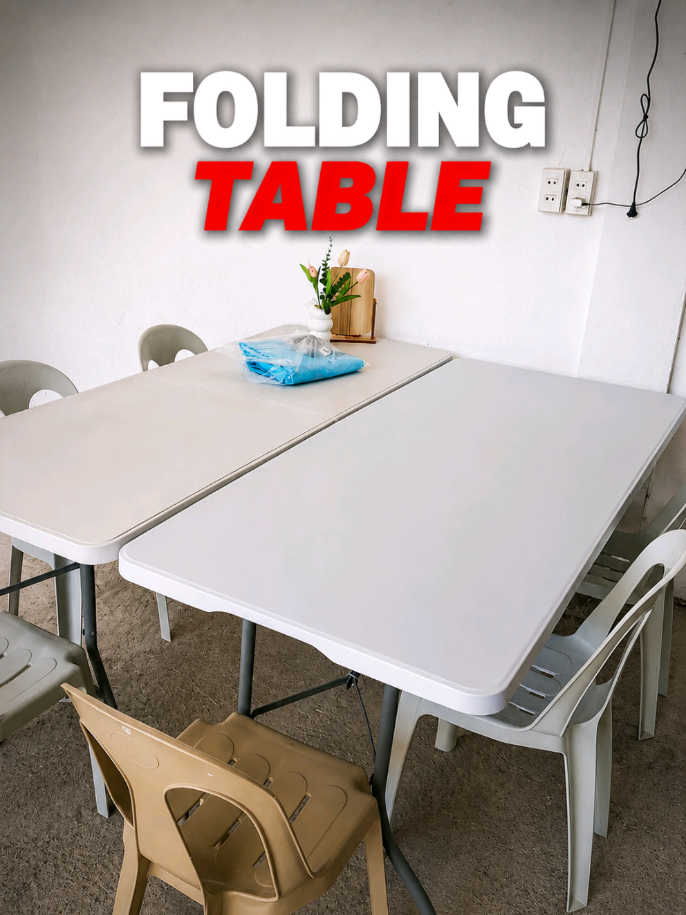 Folding table na perfect para sa gatherings, study setup o kahit pang everyday use 🍽️🎉 #foldingtable #foldabletable #6fttable #spacesavertable #diningtable 