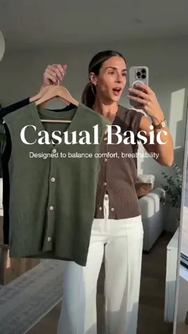 POV:you bought the “safe color “… then came back for the other two. The fit is polished, the knit feels expensive, and somehow it still stretches without losing shape. #SummerVibes #workwearstyle #knitvest #capsulewardrobe #officeoutfits 