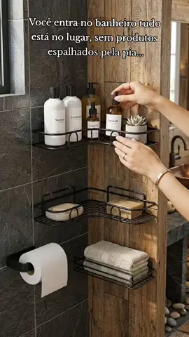 Kit 4 Peças (3 Prateleiras+ gancho de papel higiênico  #praticidade #utilidadesdomesticas #decoração #banheiroorganizado #organizacao 