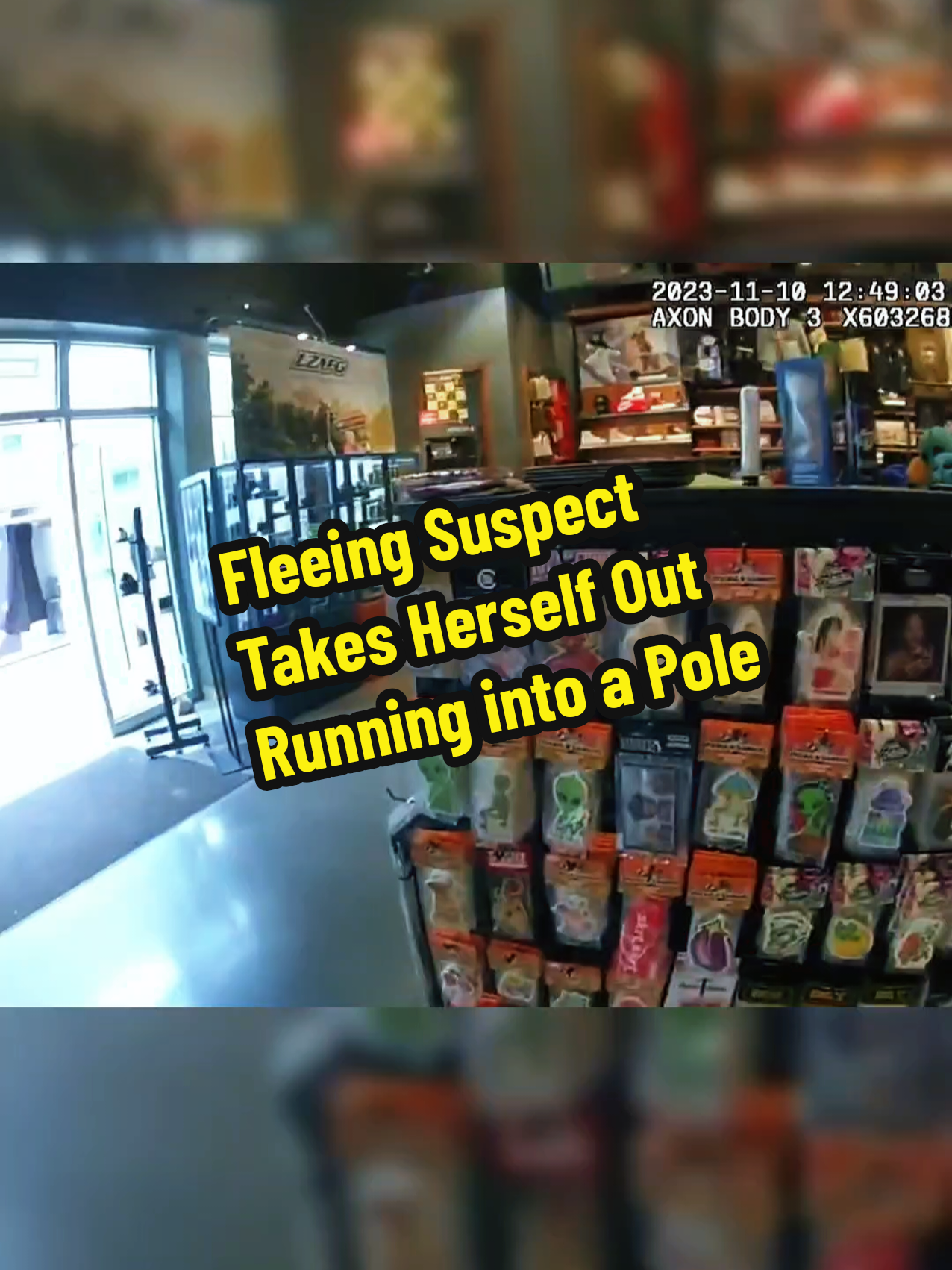 Fleeing Suspect Takes Herself Out Running into a Pole #cops #bodycam 